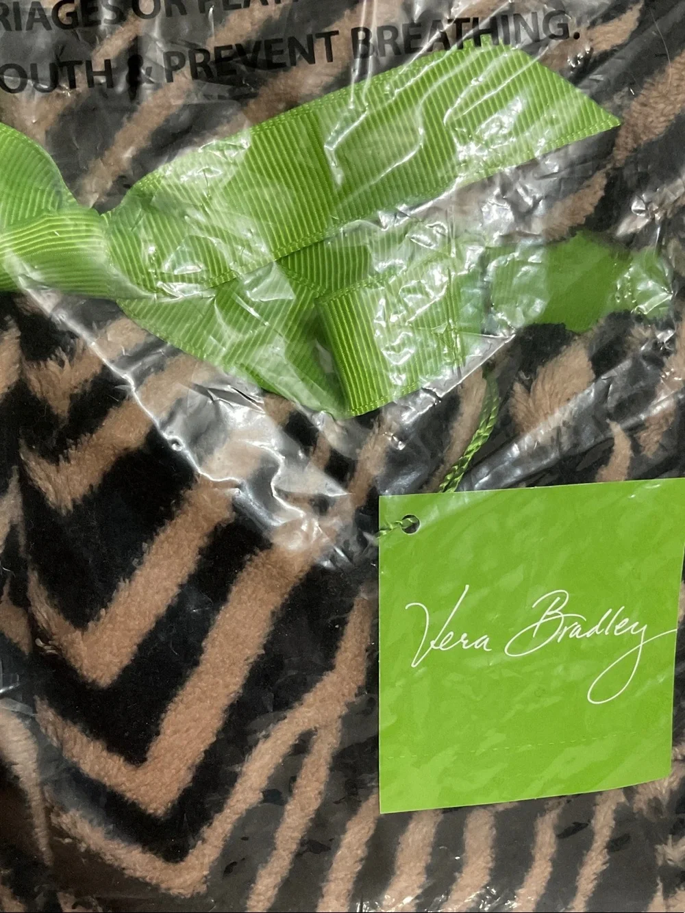 Vera Bradley Black and Cream Zebra 50” x 80” Throw - NWT